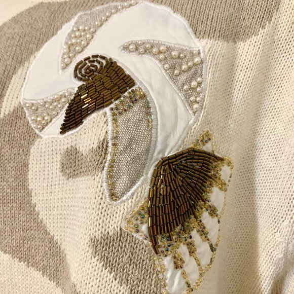 '89 IB Diffusion Embellished Beaded Seashell Sweater Womens SZ M - Hong Kong - Picture 6 of 13